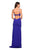 La Femme - 27516 Strappy V-Neck Gown with Slit In Blue
