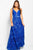 JVN57583 Floral Applique Deep V-neck A-line Dress