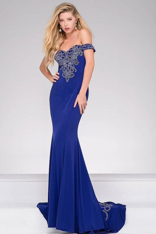 Off the Shoulder Train Dress 32360