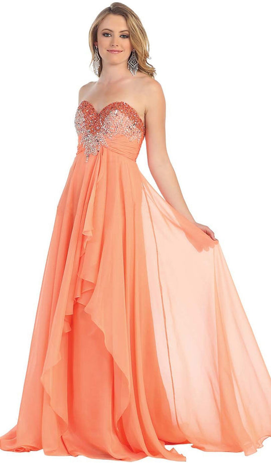 Divine Long Strapless Sequined Prom Dress
