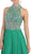 High Neck Beaded Shirred Long A-line Evening Dress