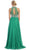 May Queen - High Neck Beaded Shirred Long A-line Evening Dress