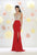 May Queen - RQ7416 Embellished V-Neck Cutout Sheath Dress  in Red