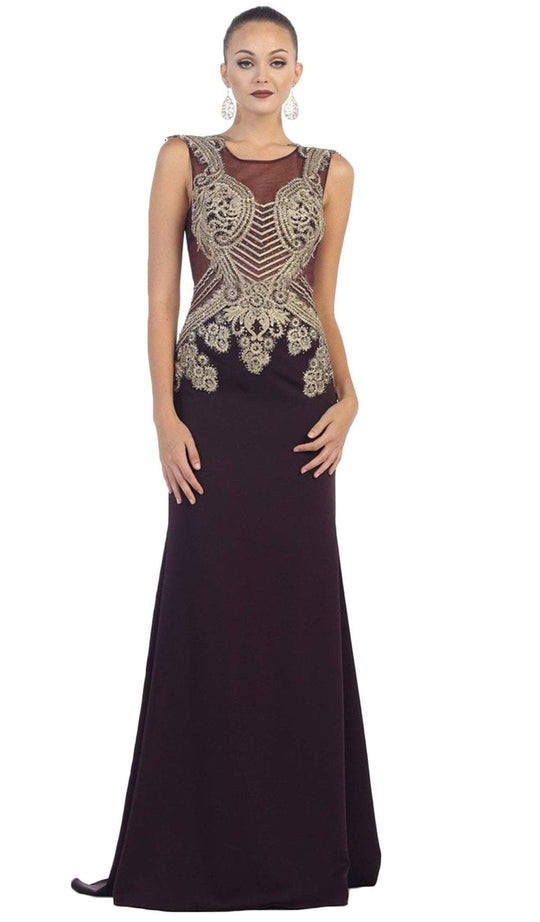 Gilded Illusion Jewel Sheath Evening Dress