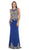 Gold Embellished Sheer Jewel Sheath Evening Dress