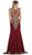 Gold Embellished Sheer Jewel Sheath Evening Dress