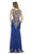 Gold Embellished Sheer Jewel Sheath Evening Dress