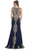 Gilded Sheer Jewel Sheath Evening Dress