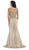 Gilded Sheer Jewel Sheath Evening Dress