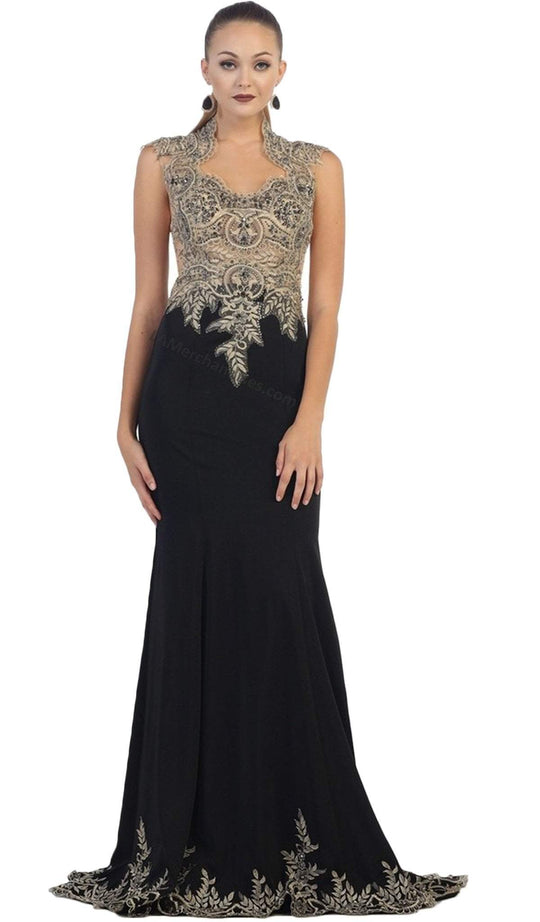 Embellished Queen Anne Sheath Evening Dress