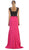 Lace Applique Bodice Illusion Neck Evening Dress