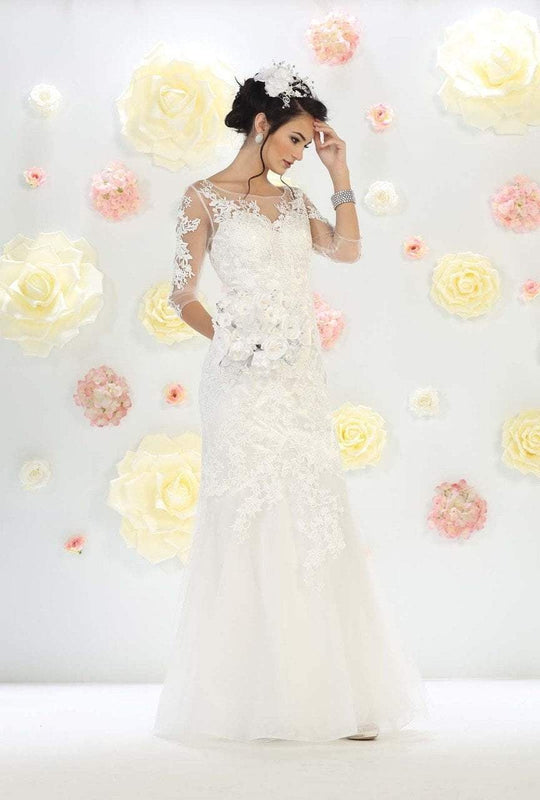Dazzling Embroidered Illusion Sweetheart Neck Mermaid Gown In White