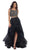 May Queen - RQ7486 Two Piece Bateau A-line Prom Dress In Black
