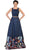 Two Piece Floral Print Evening Dress