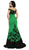 May Queen - RQ7499 Two Toned Off Shoulder Mermaid Gown In Green And Black