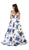 Off-Shoulder Floral Print Evening Gown