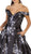 May Queen - Off-Shoulder Floral Print Evening Gown