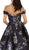 Off-Shoulder Floral Print Evening Gown