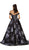 May Queen - Off-Shoulder Floral Print Evening Gown