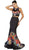 May Queen - RQ-7503 Two Piece Floral Print Evening Gown in Black