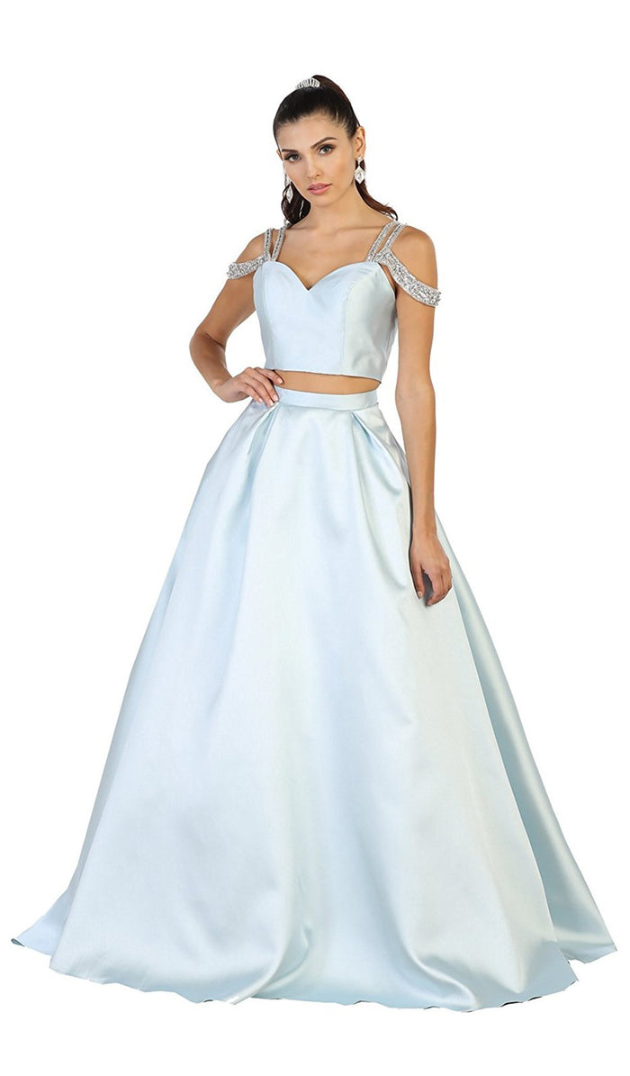 Two Piece Satin Evening Dress