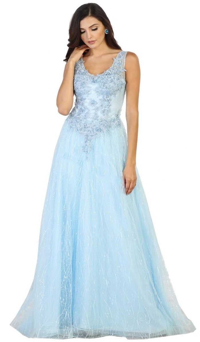 Embellished Scoop A-line Evening Dress