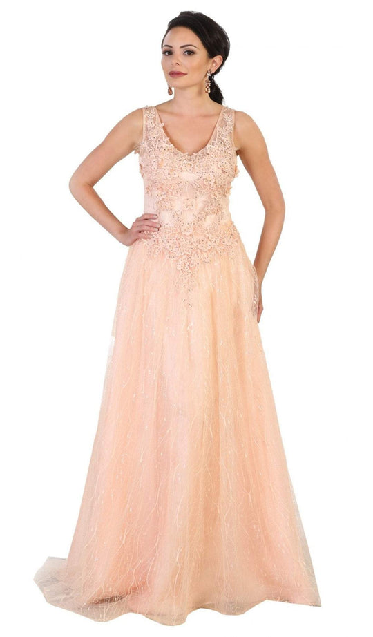 May Queen - Embellished Scoop A-line Evening Dress