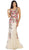 May Queen - Sleeveless Floral Embroidered Evening Dress in Nude and Multicolor