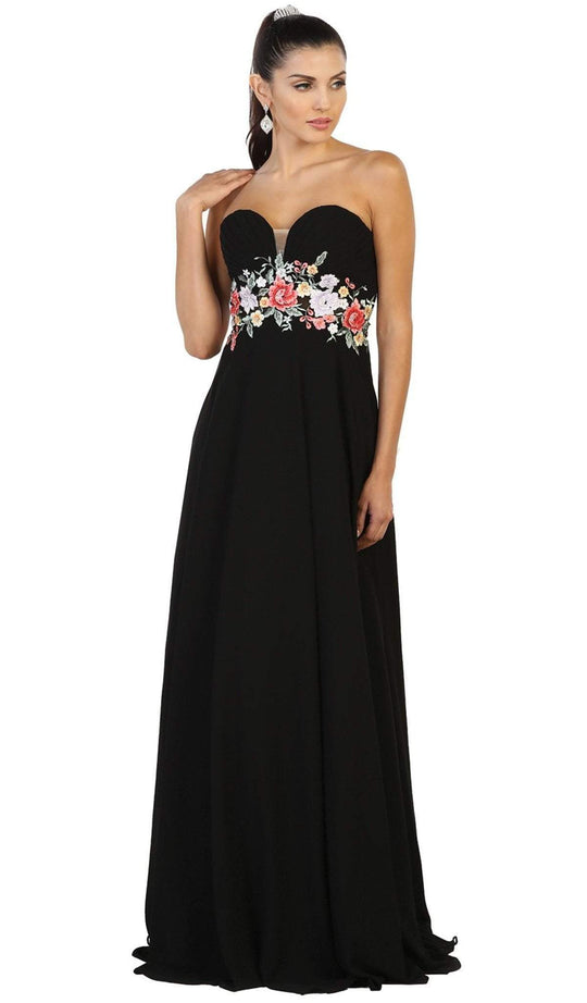 May Queen - Sweetheart Floral Empire Evening Gown