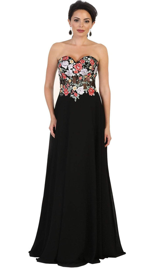 Strapless Embellished Chiffon Evening Gown