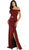 Off Shoulders Ruffle Detail Satin Evening Dress