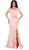 May Queen - RQ7528 Off Shoulders Ruffle Detail Satin Evening Dress