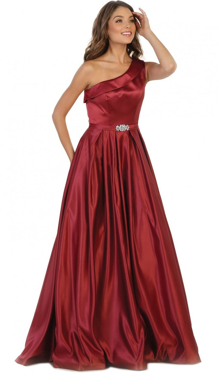 Foldover Asymmetric A-line Evening Dress