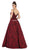 May Queen - RQ7639 Embellished V-neck Floral Patterned A-line Dress In Red