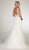 May Queen - RQ7643 Embroidered V-neck Trumpet Dress With Train In White