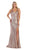May Queen - RQ7676 Cowl Draped Strappy Sequined Gown In Pink