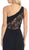 Eureka Fashion - 2370 Lace Asymmetric Long Sheath Dress in Black and Gold