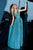 Jovani - 2088 Sleeveless Plunging V Neck Pleated A-Line Gown In Blue and Green