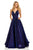 Sherri Hill - 52424 V-Neck Open Back Evening Dress In Blue