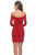 La Femme - 28182 Long Sleeve Off-shoulder Jersey Sheath Dress In Red