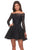 La Femme - 28175 Lace Long Sleeve Off-Shoulder A-line Dress In Black