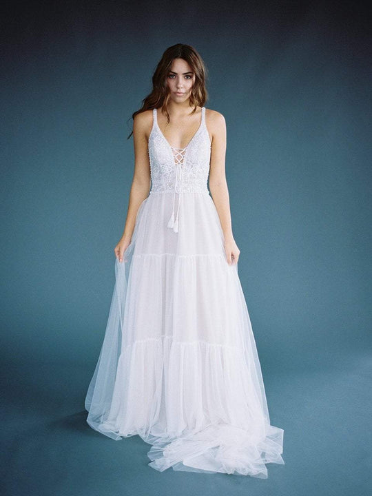 Wilderly Bride by Allure Bridals - F119 Plunging Lace Up Wedding Dress In White