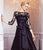 Adrianna Papell - 81916970 Quarter Sleeve Ribbon Ornate High Low Gown in Black