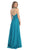 Shirred Cutout Halter A-Line Long Evening Dress