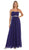 Strapless Pleated Bodice  A-Line Long Formal Dress