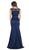 May Queen - MQ1237 Charming Cap Sleeved Bateau Neck Long Formal Dress
