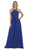May Queen - Shirred Cutout Halter A-Line Long Evening Dress