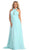 Shirred Cutout Halter A-Line Long Evening Dress