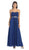 Strapless Pleated Bodice  A-Line Long Formal Dress