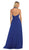 Shirred Cutout Halter A-Line Long Evening Dress